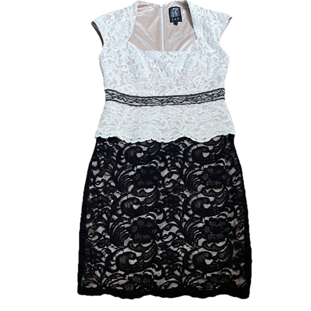 Jax Black and Cream Lace Mini Dress